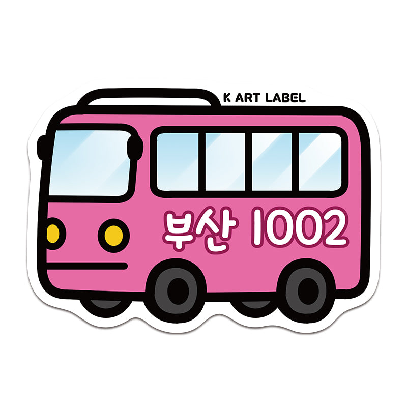 [K ART LABEL] K0064 "Busan 1002" Pink Bus Sticker