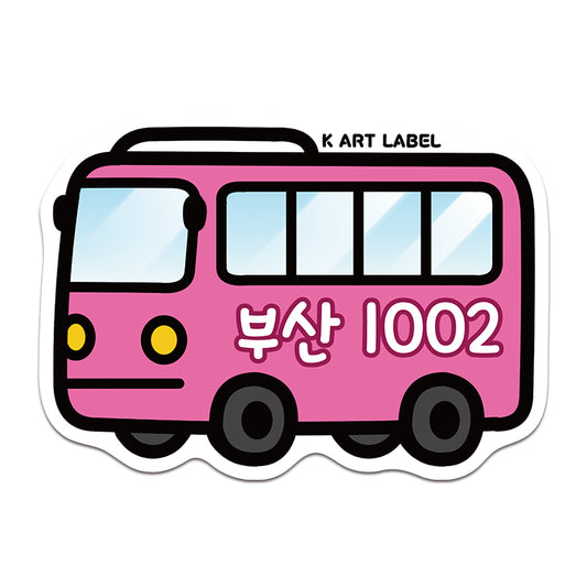 [K ART LABEL] K0064 "Busan 1002" Pink Bus Sticker