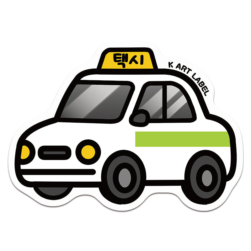 [K ART LABEL] K0071 Classic White Korean Taxi Sticker